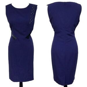 NINE West Purple Studded Geometric A-line Dress